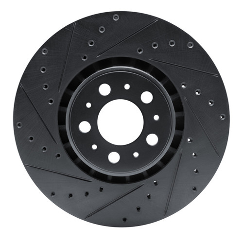 R1 03-09 Volvo XC90 Front Left Drilled & Slotted Black Brake Rotor