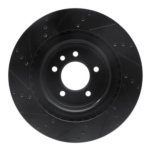 R1 14-24 Land Rover Range Rover Sport Rear Right Drilled & Slotted Black Brake Rotor