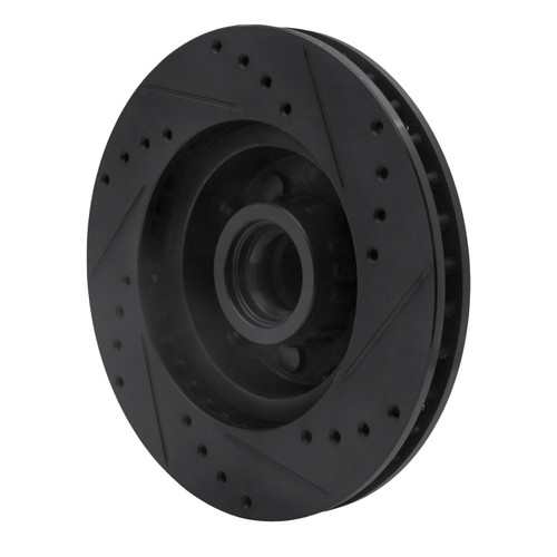 R1 71-81 Chrysler Newport Front Left Drilled & Slotted Black Brake Rotor