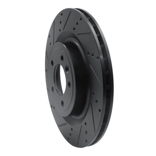 R1 14-24 Land Rover Range Rover Sport Rear Left Drilled & Slotted Black Brake Rotor