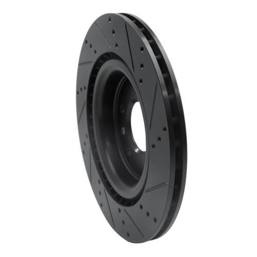 R1 14-24 Land Rover Range Rover Sport Rear Left Drilled & Slotted Black Brake Rotor