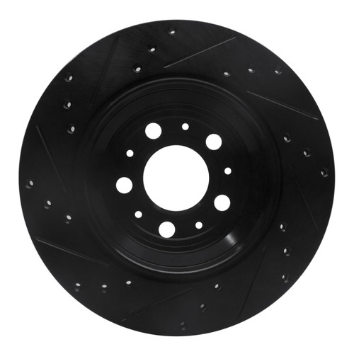 R1 03-14 Volvo XC90 Rear Right Drilled & Slotted Black Brake Rotor