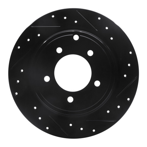 R1 07-17 Chrysler Sebring Rear Right Drilled & Slotted Black Brake Rotor