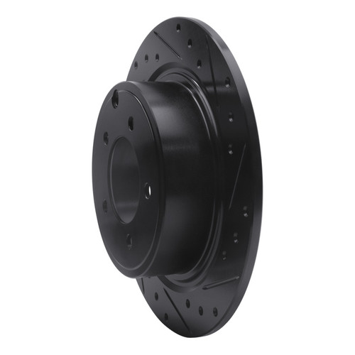 R1 07-17 Chrysler Sebring Rear Right Drilled & Slotted Black Brake Rotor