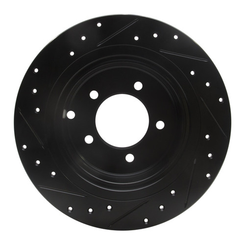 R1 07-17 Chrysler Sebring Rear Right Drilled & Slotted Black Brake Rotor