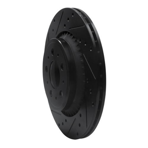R1 03-14 Volvo XC90 Rear Left Drilled & Slotted Black Brake Rotor