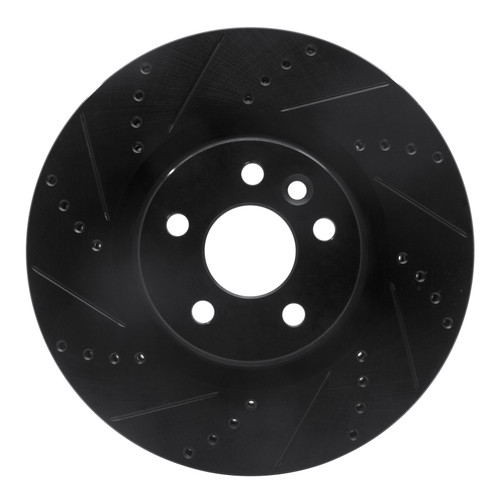 R1 15-19 Jaguar E-Pace Front Left Drilled & Slotted Black Brake Rotor