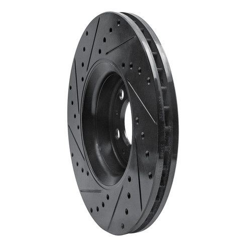 R1 03-09 Volvo XC90 Front Right Drilled & Slotted Black Brake Rotor ECB-27038R