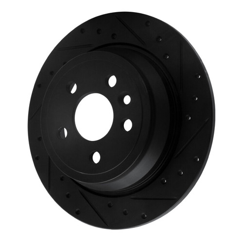 R1 13-15 Land Rover LR2 Rear Right Drilled & Slotted Black Brake Rotor