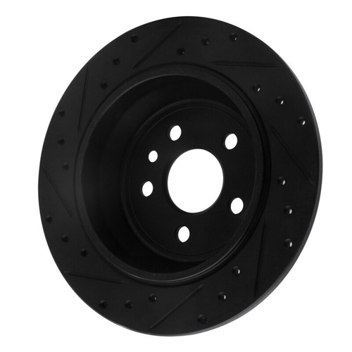 R1 13-15 Land Rover LR2 Rear Right Drilled & Slotted Black Brake Rotor