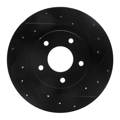 R1 07-25 Chrysler 200 Front Right Drilled & Slotted Black Brake Rotor