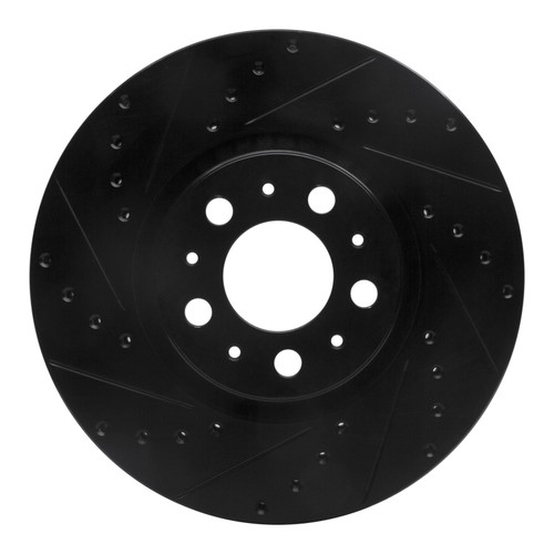 R1 03-09 Volvo S60 Front Left Drilled & Slotted Black Brake Rotor