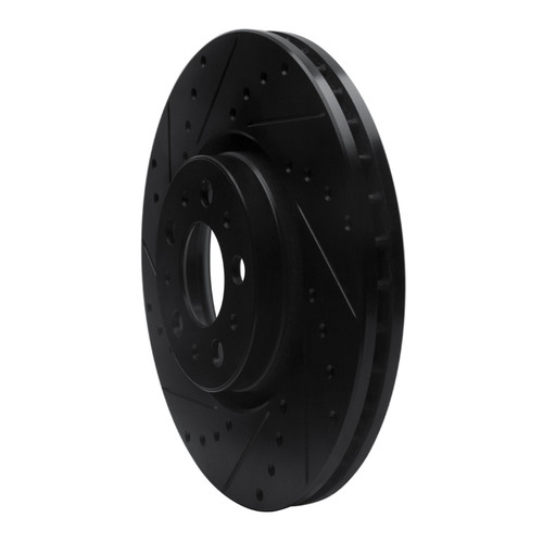 R1 03-09 Volvo S60 Front Left Drilled & Slotted Black Brake Rotor