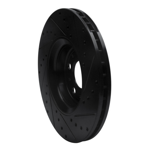 R1 03-09 Volvo S60 Front Left Drilled & Slotted Black Brake Rotor