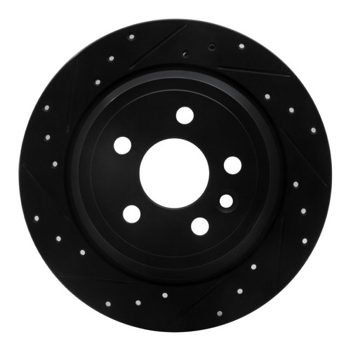 R1 13-15 Land Rover LR2 Rear Left Drilled & Slotted Black Brake Rotor