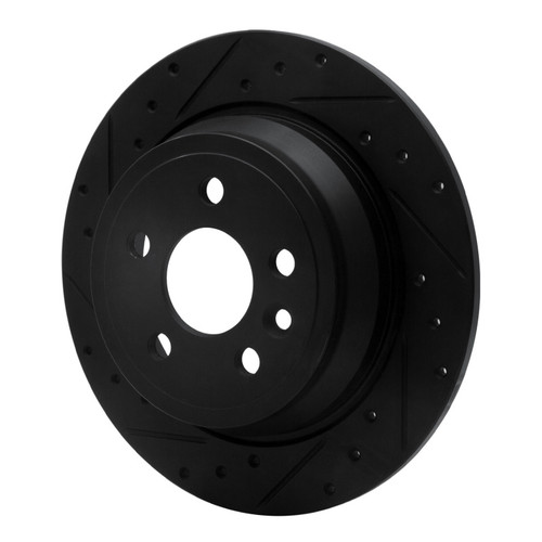 R1 13-15 Land Rover LR2 Rear Left Drilled & Slotted Black Brake Rotor