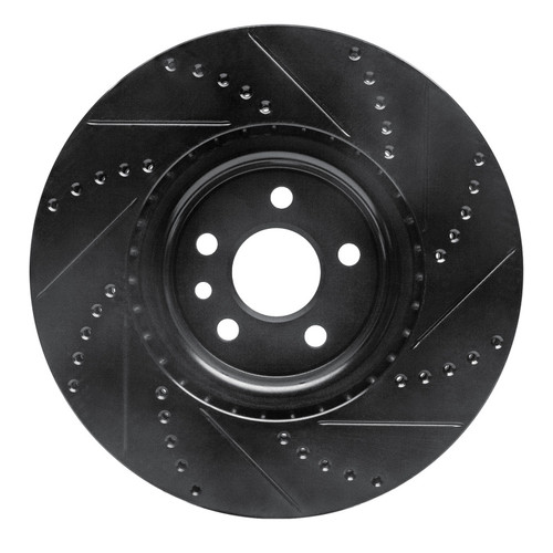 R1 07-16 Volvo S80 Front Left Drilled & Slotted Black Brake Rotor