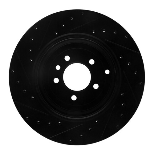 R1 10-13 Land Rover Range Rover Sport Rear Right Drilled & Slotted Black Brake Rotor