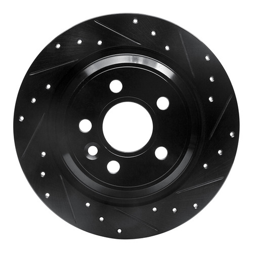 R1 07-18 Volvo S60 Cross Country Rear Right Drilled & Slotted Black Brake Rotor