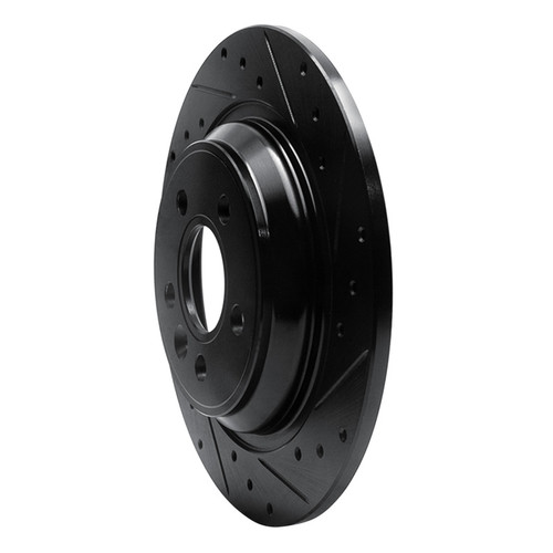 R1 07-18 Volvo S60 Cross Country Rear Right Drilled & Slotted Black Brake Rotor