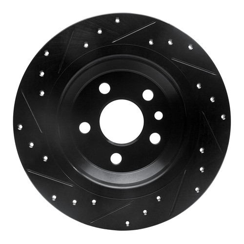 R1 07-18 Volvo S60 Cross Country Rear Right Drilled & Slotted Black Brake Rotor