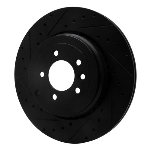 R1 10-13 Land Rover Range Rover Sport Rear Left Drilled & Slotted Black Brake Rotor