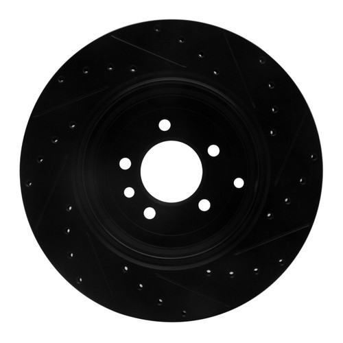 R1 10-13 Land Rover Range Rover Sport Rear Left Drilled & Slotted Black Brake Rotor