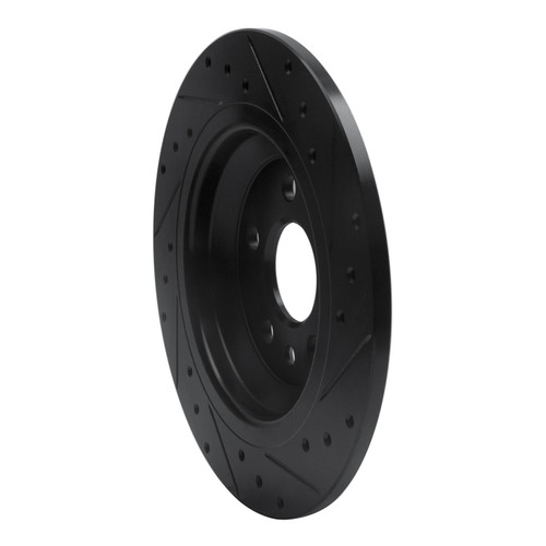 R1 07-18 Volvo V60 Cross Country Rear Left Drilled & Slotted Black Brake Rotor