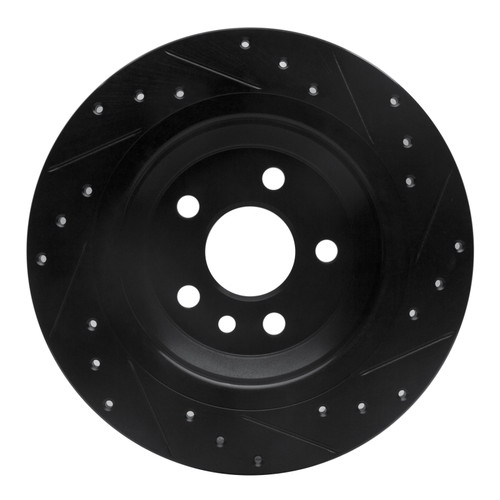 R1 07-18 Volvo V60 Cross Country Rear Left Drilled & Slotted Black Brake Rotor
