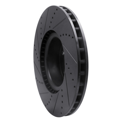 R1 10-12 Land Rover Range Rover Front Right Drilled & Slotted Black Brake Rotor