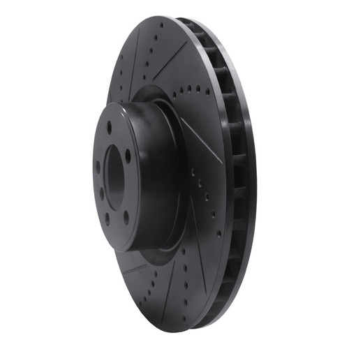 R1 10-12 Land Rover Range Rover Front Left Drilled & Slotted Black Brake Rotor