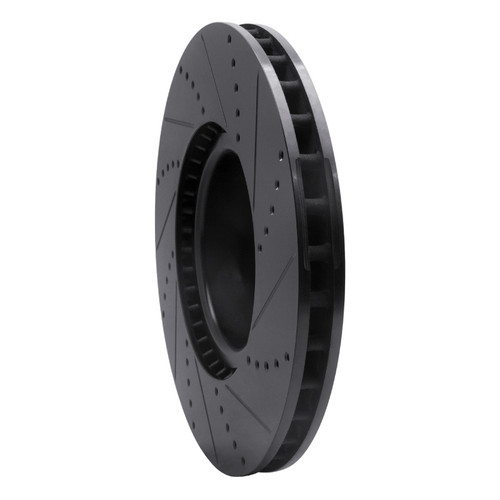 R1 10-12 Land Rover Range Rover Front Left Drilled & Slotted Black Brake Rotor