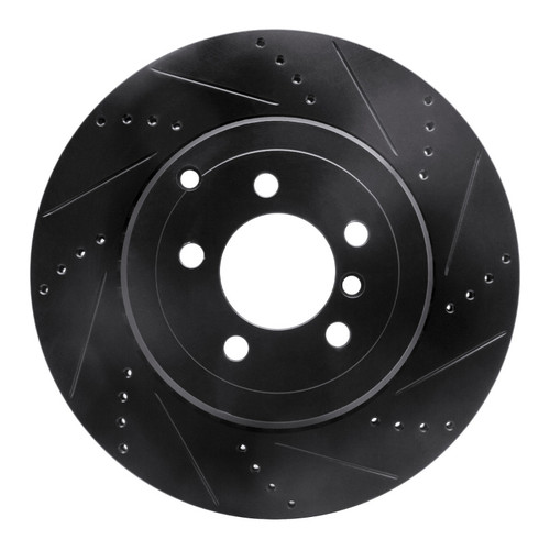 R1 10-12 Land Rover Range Rover Rear Right Drilled & Slotted Black Brake Rotor