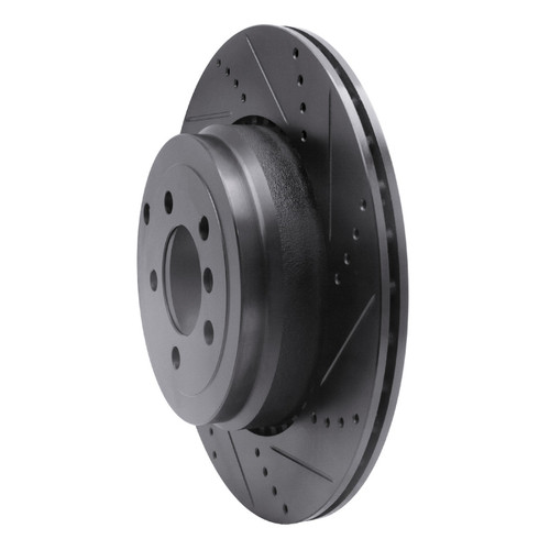 R1 10-12 Land Rover Range Rover Rear Right Drilled & Slotted Black Brake Rotor