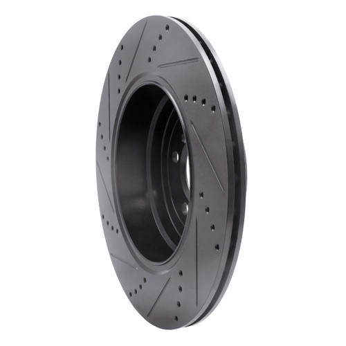 R1 10-12 Land Rover Range Rover Rear Right Drilled & Slotted Black Brake Rotor