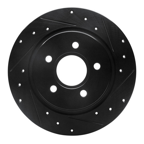 R1 04-13 Volvo V50 Rear Right Drilled & Slotted Black Brake Rotor