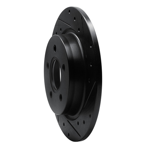 R1 04-13 Volvo V50 Rear Right Drilled & Slotted Black Brake Rotor