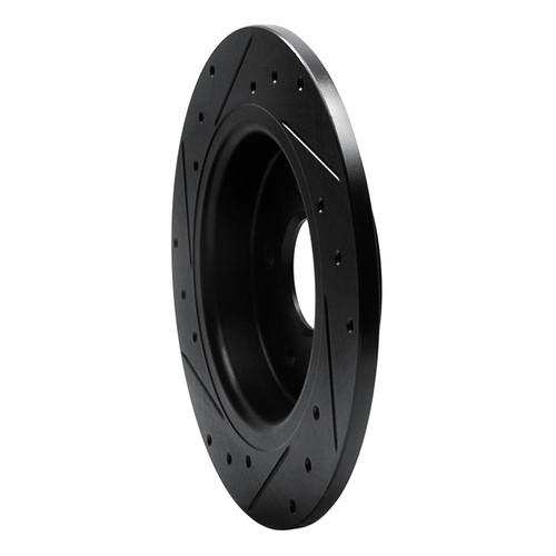 R1 04-13 Volvo V50 Rear Right Drilled & Slotted Black Brake Rotor