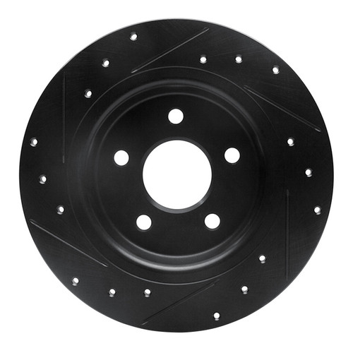 R1 04-13 Volvo V50 Rear Right Drilled & Slotted Black Brake Rotor