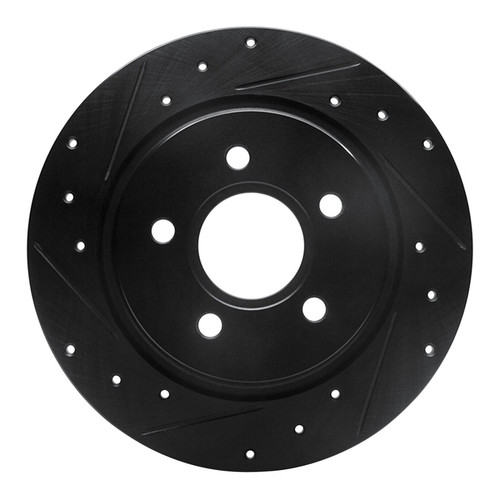 R1 04-13 Volvo S40 Rear Left Drilled & Slotted Black Brake Rotor