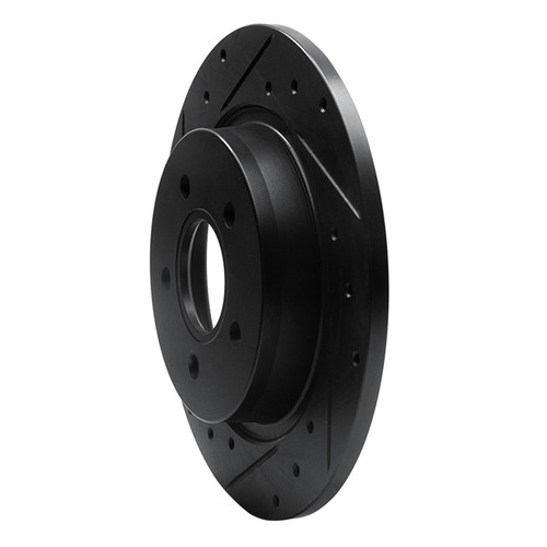 R1 04-13 Volvo S40 Rear Left Drilled & Slotted Black Brake Rotor