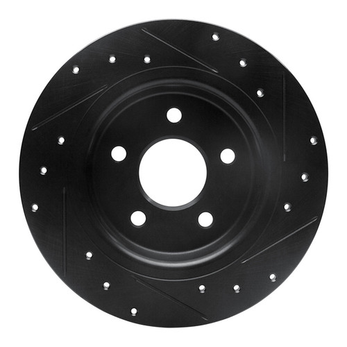 R1 04-13 Volvo S40 Rear Left Drilled & Slotted Black Brake Rotor