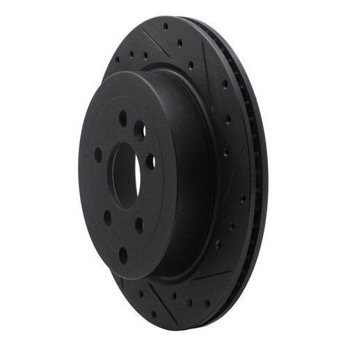 R1 08-12 Land Rover LR2 Rear Right Drilled & Slotted Black Brake Rotor