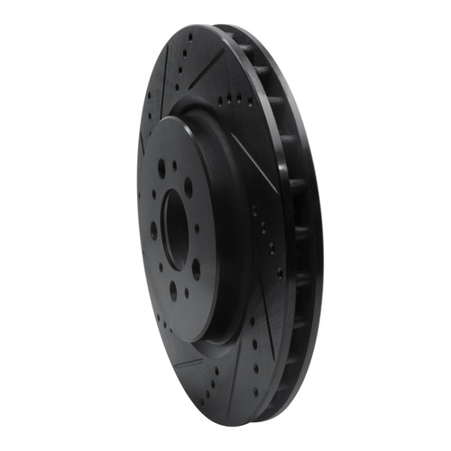 R1 04-07 Volvo V70 Rear Left Drilled & Slotted Black Brake Rotor