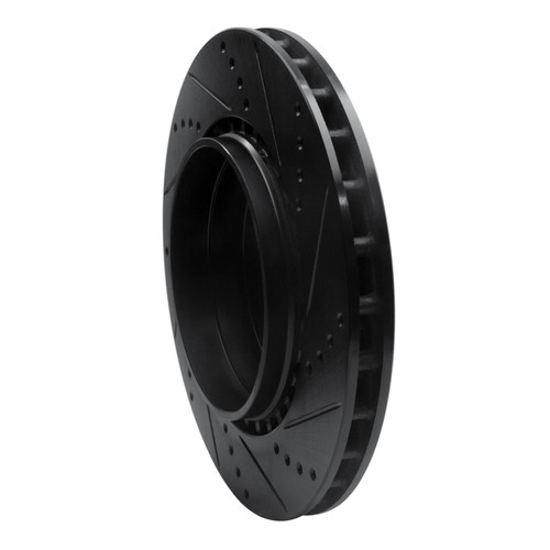 R1 04-07 Volvo V70 Rear Left Drilled & Slotted Black Brake Rotor