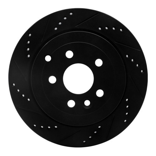 R1 08-12 Land Rover LR2 Rear Left Drilled & Slotted Black Brake Rotor