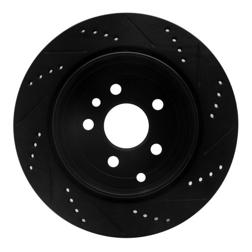 R1 08-12 Land Rover LR2 Rear Left Drilled & Slotted Black Brake Rotor
