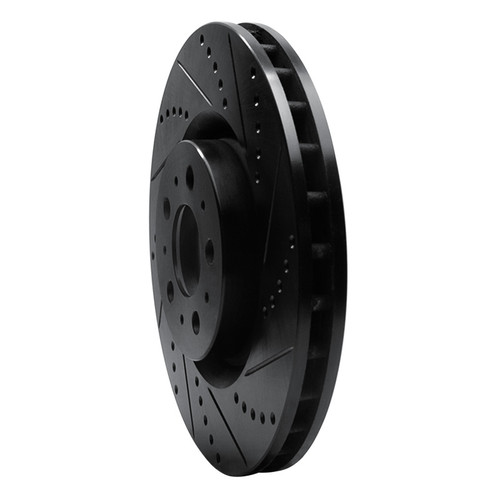 R1 04-07 Volvo V70 Front Right Drilled & Slotted Black Brake Rotor