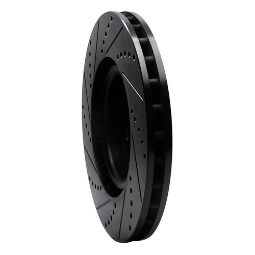 R1 04-07 Volvo V70 Front Right Drilled & Slotted Black Brake Rotor