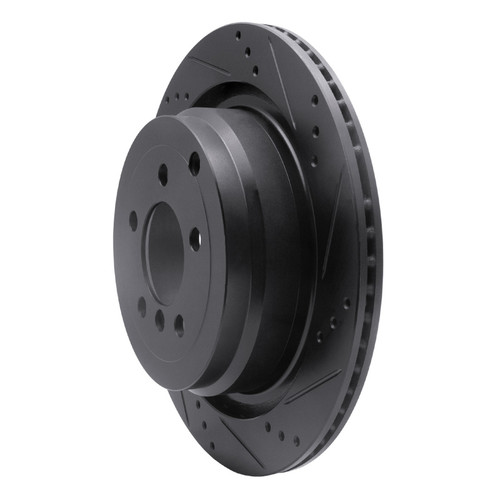 R1 06-12 Land Rover Range Rover Rear Right Drilled & Slotted Black Brake Rotor